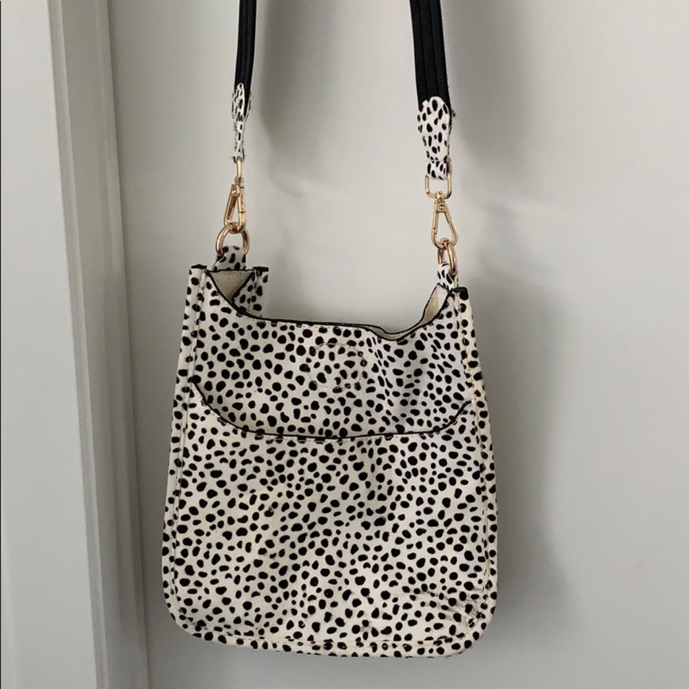 Cow hide animal printed cross body bag